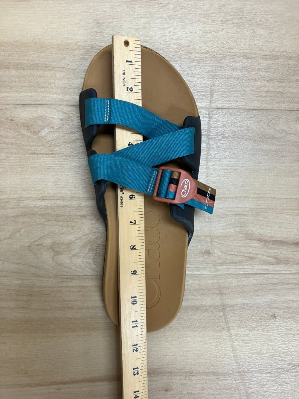 Chaco Chillos Slide M 12 sandals tan teal orange flip flops - Picture 5 of 5